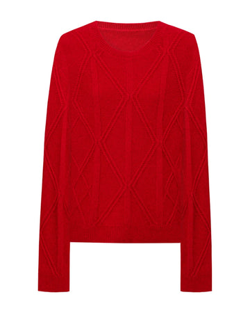 Cable Knit Check Pattern Sweater