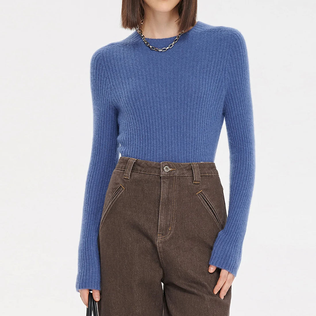 Seamless Ribbed Knit Sweater
