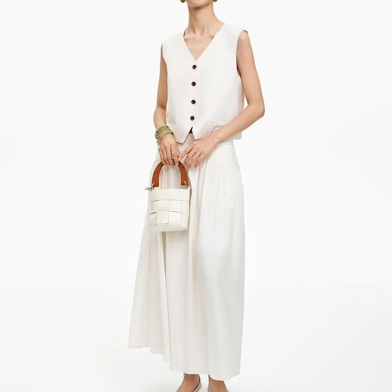 V Neck Button Front Cropped Vest