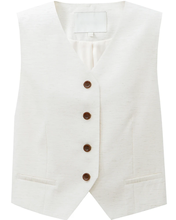 V Neck Button Front Cropped Vest